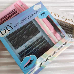 ช่อขนตาสังเคราะห์แบบกำหนดเองขนตาแต่ละส่วนชุดช่อขนตาแบบ DIY กลุ่มต่อขนตา - Product Image 3