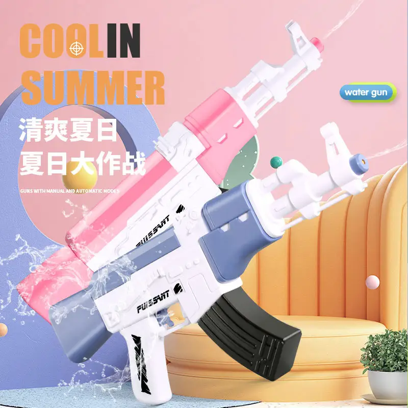 Hot Selling Ak 47 electric water gun super shooting range automatic with refill magazine for kids an adult summer gun toy