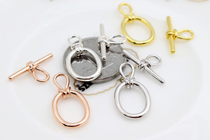 批发925纯银配饰椭圆形toggle clasp OT clasp for jewelry chain making - Product Image 2