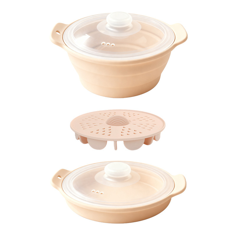 Round beige steamer rack-foldable