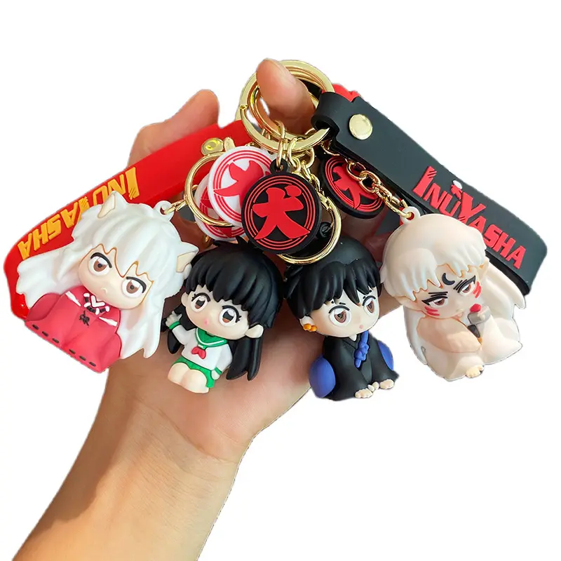 Cartone animato carino Inuyasha bambola 3D portachiavi portatile auto accessori per portachiavi promozionale borsa ciondolo ornamenti piccola ragazza regalo