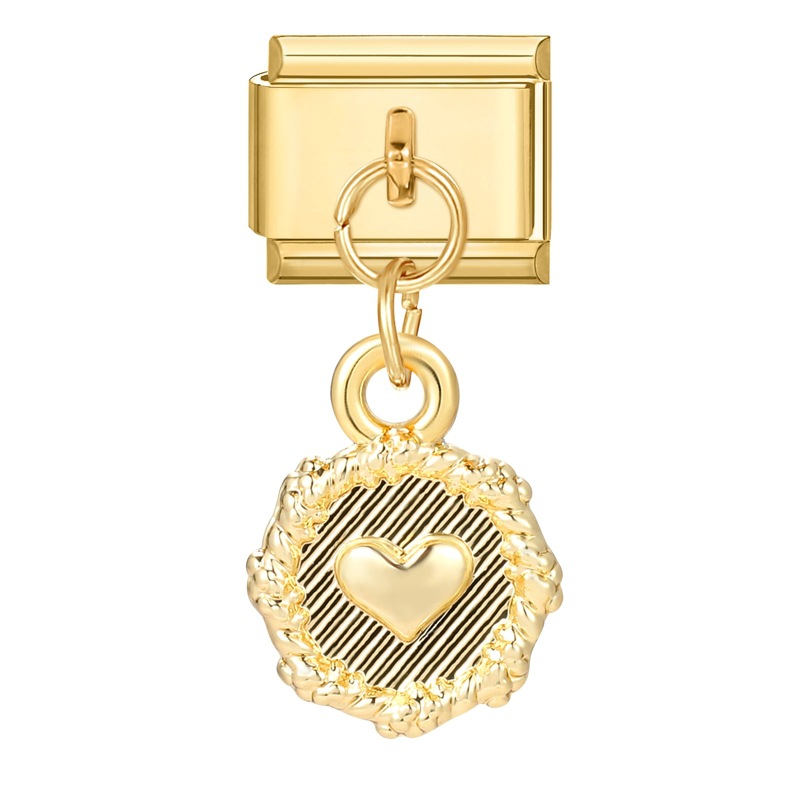 YWXH-85-Gold bottom pendant-small round heart