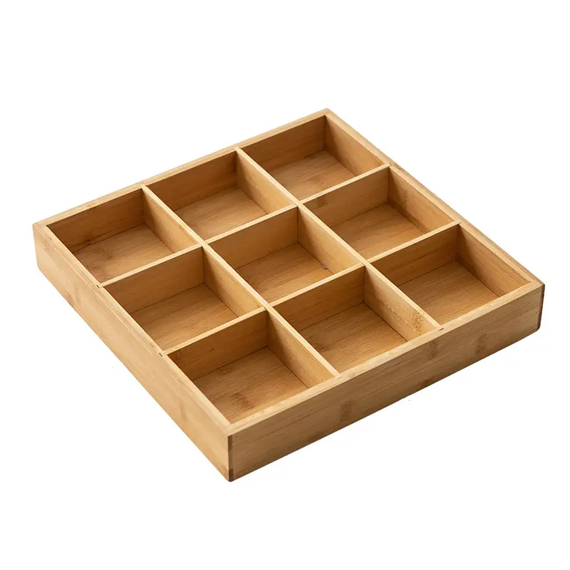 Bamboo and wood creative dried fruit box Household living room nut candy box divided snacks dry fruit tray mixed storage box