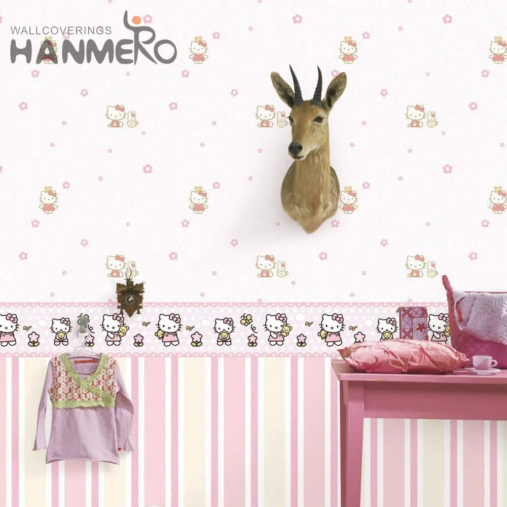 Pink Cute Hello Kitty Tapeten rollen für Kinder Mädchen Kinderzimmer Wand dekoration Vlies Tapeten rollen Großhandel