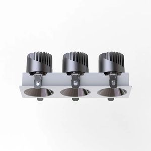 Yüksek kalite 3 kafa dikdörtgen ızgara COB spot ışığı parlama önleyici ızgara gömme Led Cob Downlight - Product Image 3