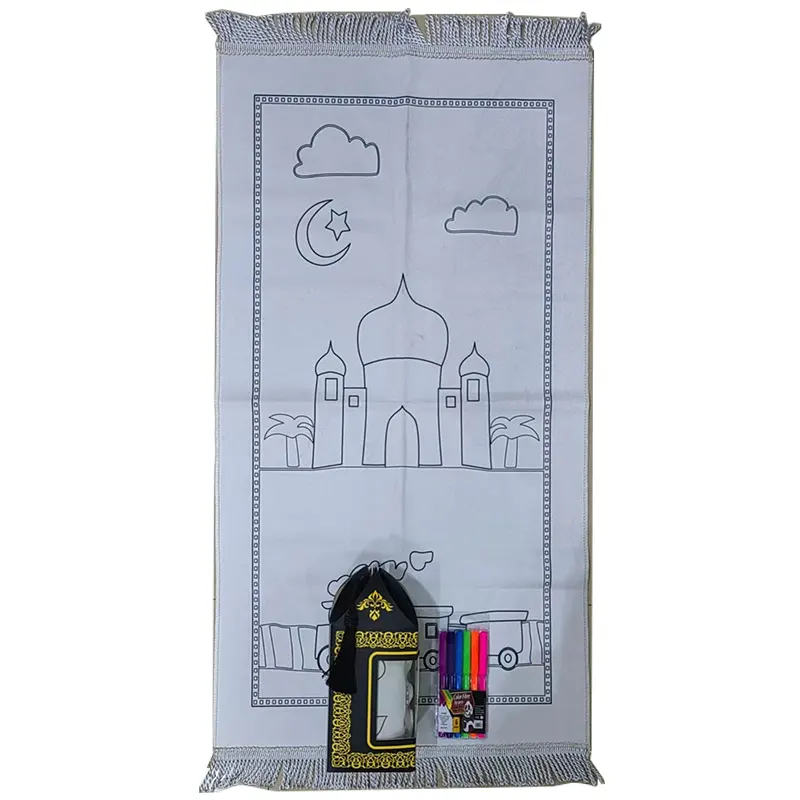 Tappeto da preghiera per bambini islamico tappeto da preghiera Sejadah portatile per bambini Eid Mix Design disegna tappeto da preghiera musulmano