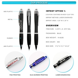 ปากกาสไตลัสแบบ3-in-1อเนกประสงค์ปรับแต่งได้ปากกาลูกลื่นไฟ LED พร้อมโลโก้สลัก - Product Image 4