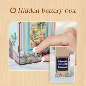 Tonecheer Cửa hàng Hoa tự làm cuốn sách Nook tq141 hộp pin ẩn tự động cảm biến ánh sáng cảnh đường phố 3D câu đố bằng gỗ tự làm thủ công Kit - Product Image 3
