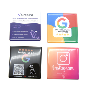 Factory Customization 13.56mhz NFC Chip Google Reviews Stickers Acrylic QR <strong>Code</strong> NFC Menu Sign Social Media Google Review Plate
