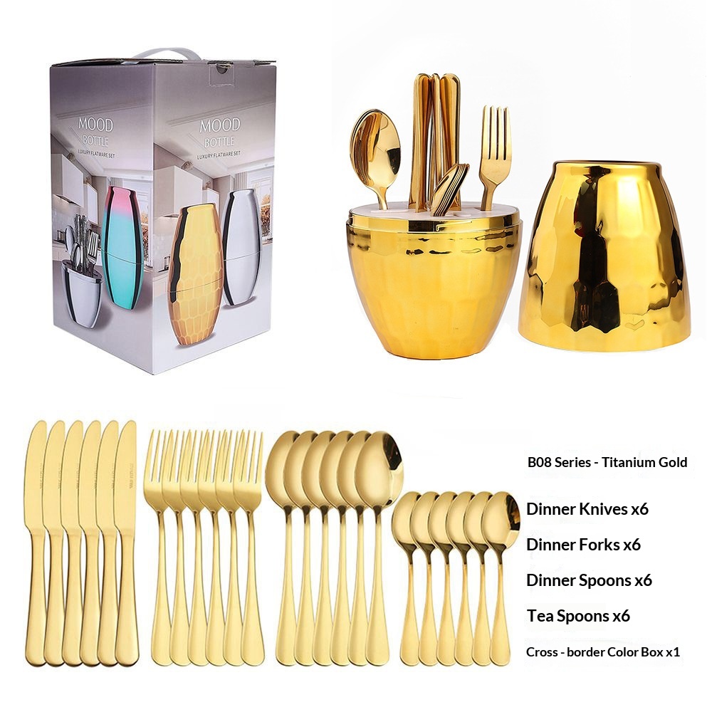 Bouteille dorée à motif diamant doré 24 pièces