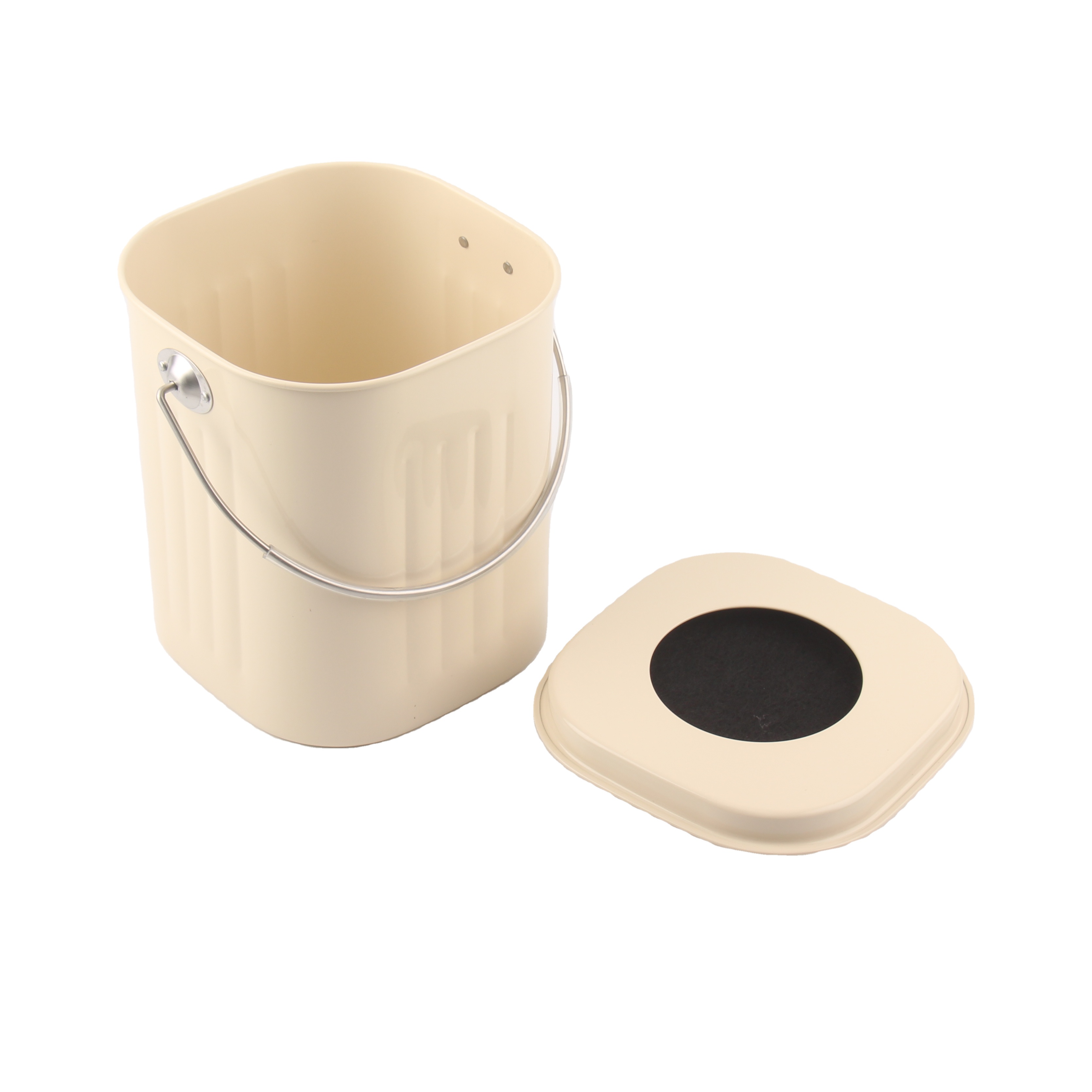 Metal Compost Bin With Charcoal Filter Square Stainless Steel Kitchen Compost Pail
