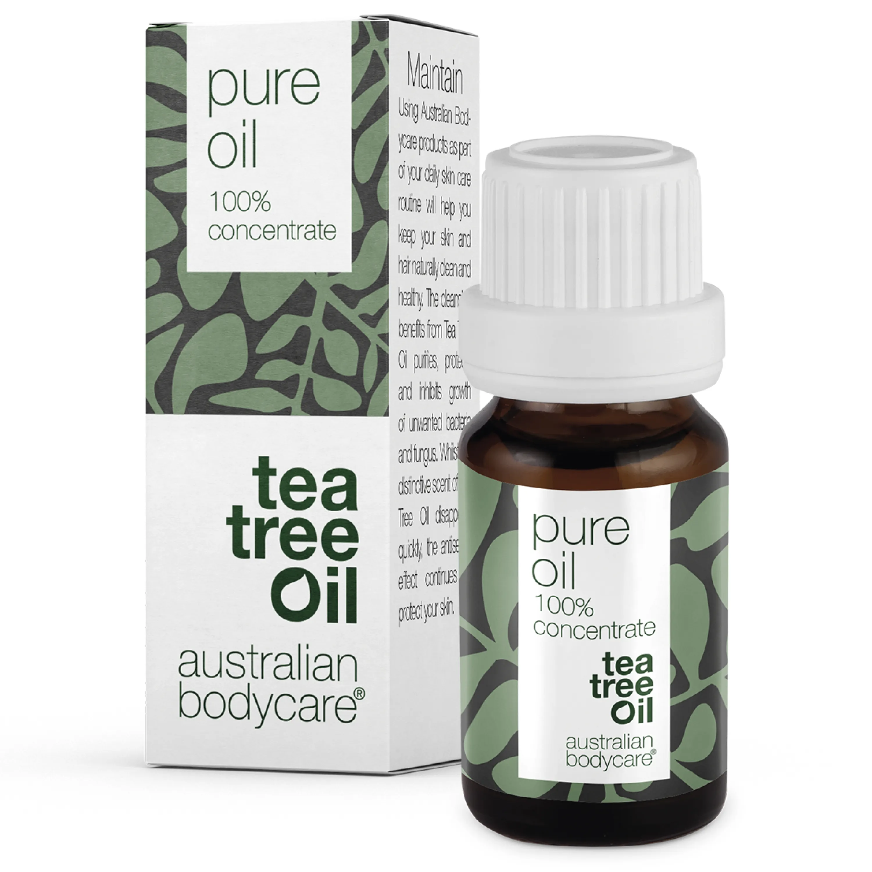 100% Pure Tea Tree Oil 10ml. Aceite esencial de árbol de té de grado farmacéutico, antiséptico antibacteriano. Para problemas de piel