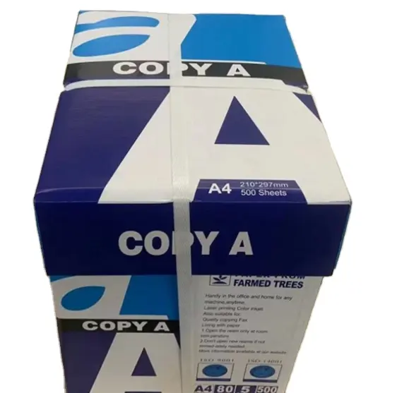 Papel de copiadora A4 de alta calidad 100% Pulp Office & School 70gsm 75gsm 80gsm papel de calco