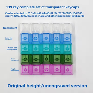136-Key Custom Glacier Blue Gaming Keyboard Keycaps <strong>Original</strong> Factory Engraved Transparent Keycaps - Product Image 2