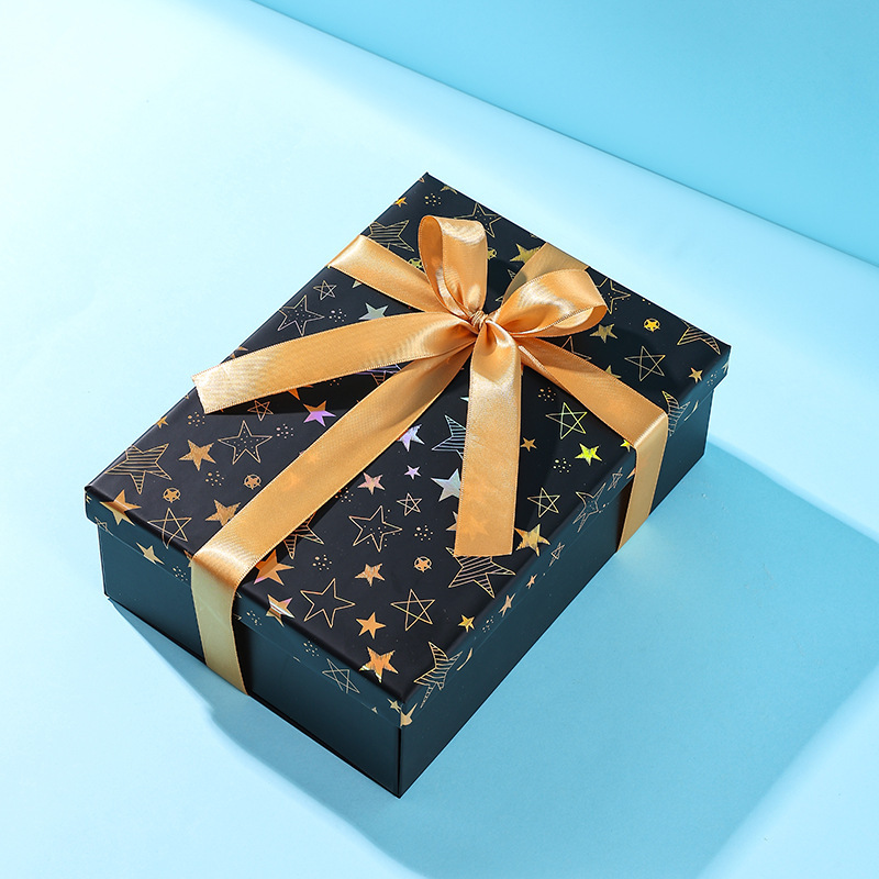 23 Black With Star Foldable Two-Piece Base & Lid Box