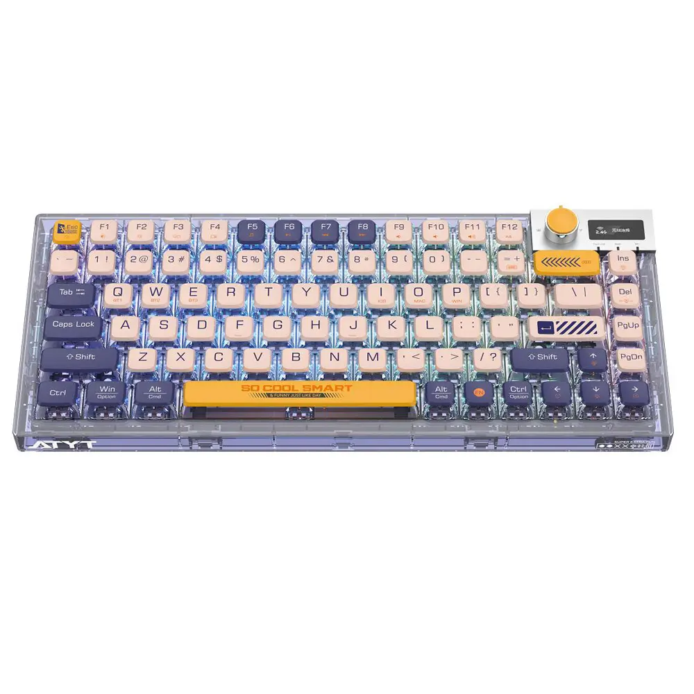 84 Tombol Keyboard Mekanis Pink Transparan dengan Pengaturan Marco dan Lampu Latar RGB