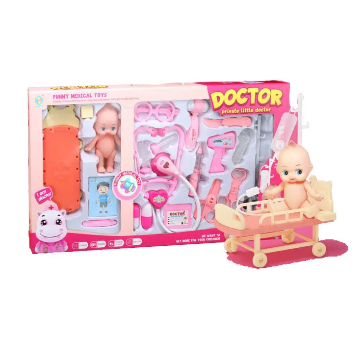 Conjunto de juguetes médicos para niños al por mayor, kit de maletín de transporte, conjunto de juguetes médicos para niños, juego de simulación