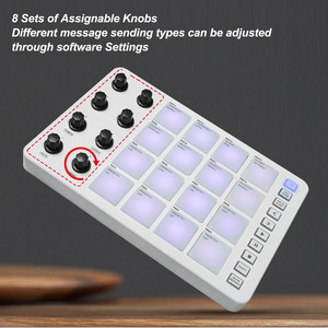 Controlador MIDI inalámbrico con 16 almohadillas de batería RGB y 8 perillas giratorias Máquina Beat Maker USB para producción de música - Product Image 4