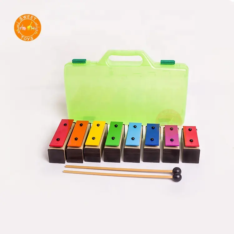 Strumento musicale xilofono Glockenspiel 8 note campane di risonatore cromatico con custodia verde per bambini ottimo regalo di festa