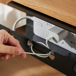 Escritorio de computadora, fila de inserción, ranura de almacenamiento fija sin perforaciones, placa de alimentación, estante de almacenamiento, organizador de cables debajo del escritorio - Product Image 4