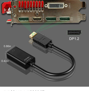 DP-HDケーブルアダプターPVCDisplayPort-コンピューターモニタープロジェクターコンバーターDP Revolution HDTV for Audio Video - Product Image 2
