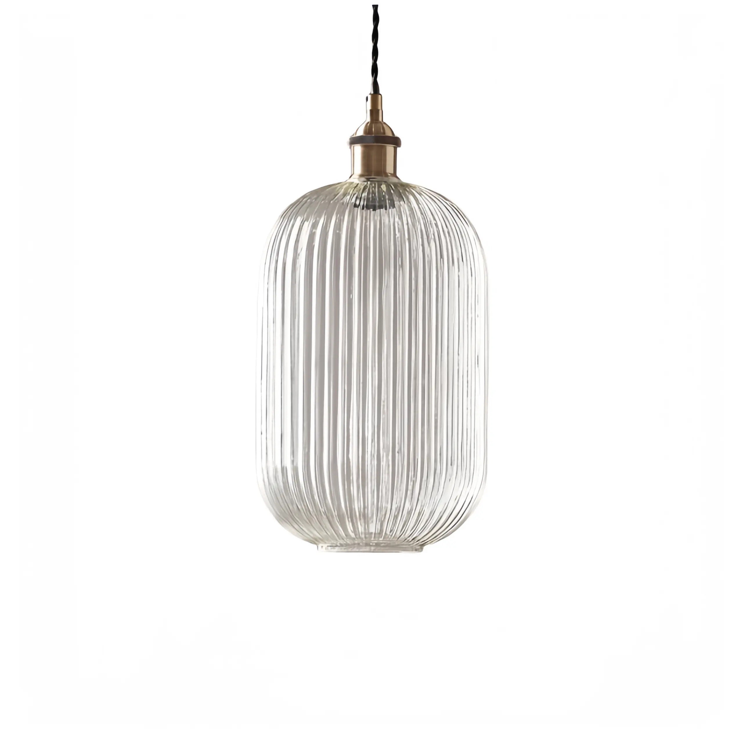 Cilindro contemporáneo lámpara de cristal transparente de caña larga decoración lámpara colgante para Villa Hotel sala de estar