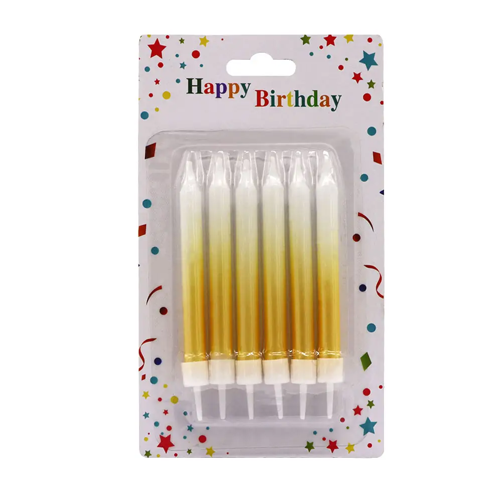 Velas con purpurina para decoración de fiestas, vela dorada de hilo largo para pastel de cumpleaños