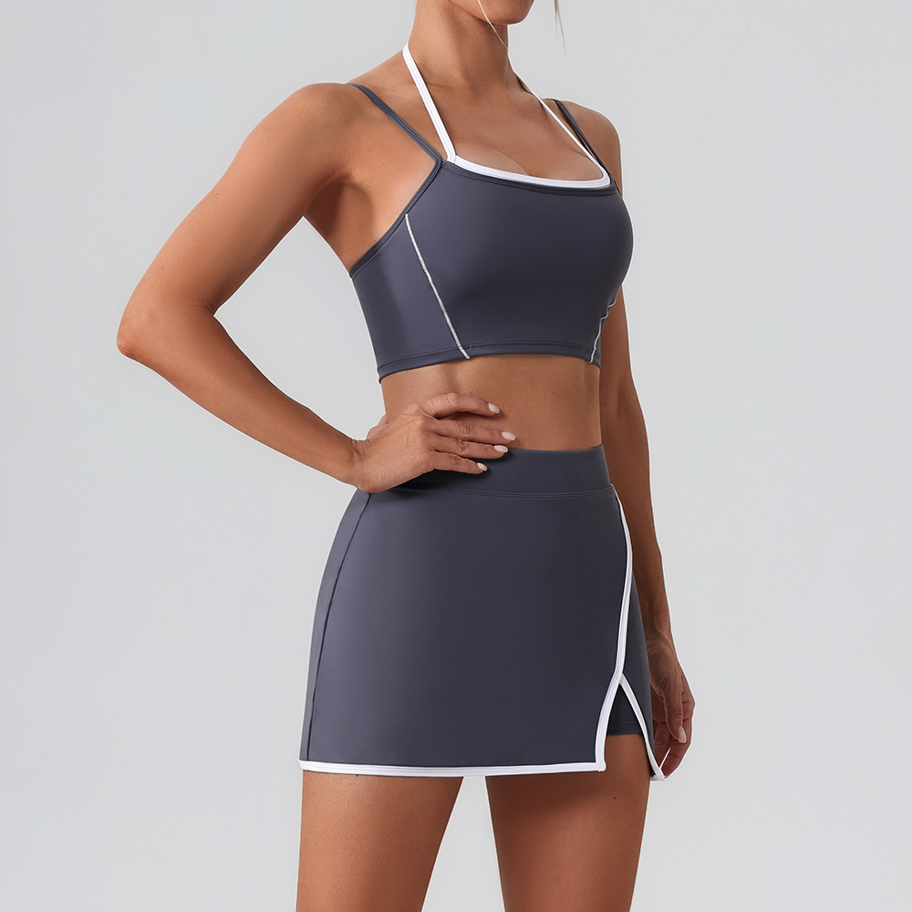 soutien-gorge + jupe-bleu gris