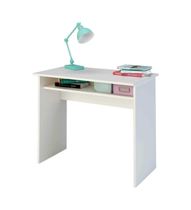 Escritorio de madera de melamina, 90 cm de ancho con estante fijo, mesa de esquina pequeña para ordenador, hogar y oficina - Product Image 1