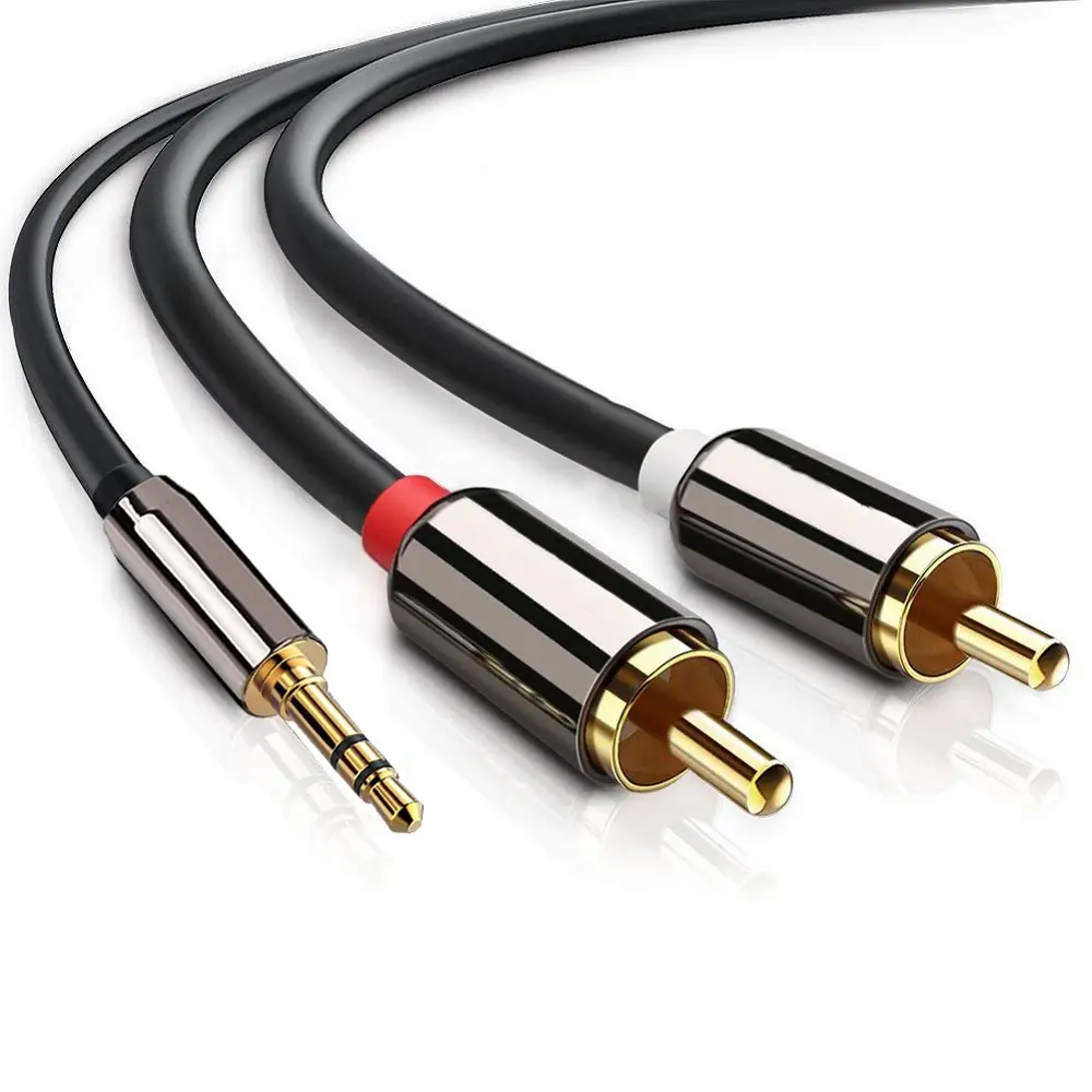 .5mm to 2RCA audio cable 3.5 to dual 2 RCA AV cable computer speaker Y cable