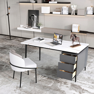 Italian Light Luxury Marble Table Home <strong>Computer</strong> Office Table Study Marble <strong>Desk</strong> with Cabinet <strong>Simple</strong> <strong>Desk</strong> - Product Image 4