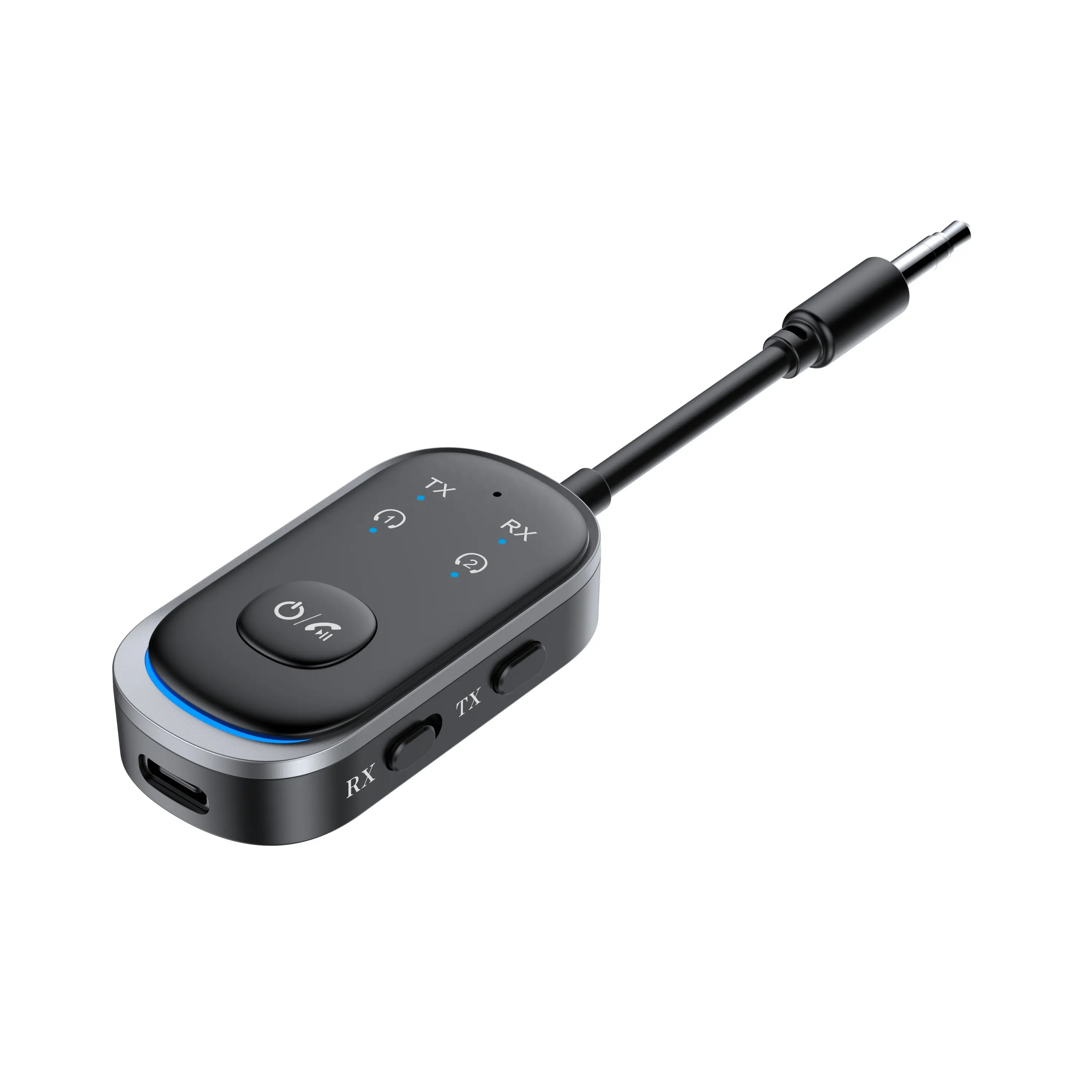 AGETUNR J51 Bluetooth V5.3 AUX 3.5mm Adaptador De Áudio Estéreo receptor transmissor de música 2 em 1 para PC/Speaker/TV/fone de ouvido/Avião