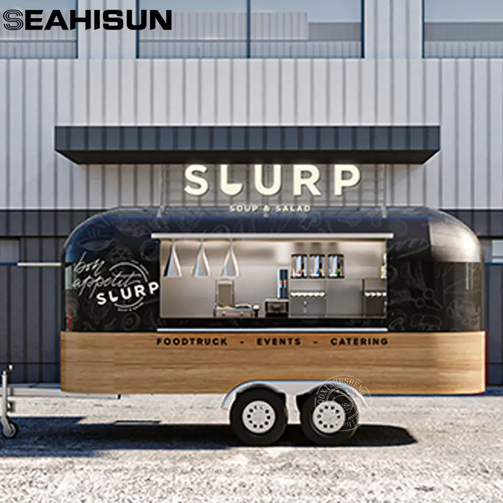 Quiosque do alimento ao ar livre caminhão tenda loja de sorvete carrinho com rodas reboque móvel conveniente comida totalmente equipada padrão europa