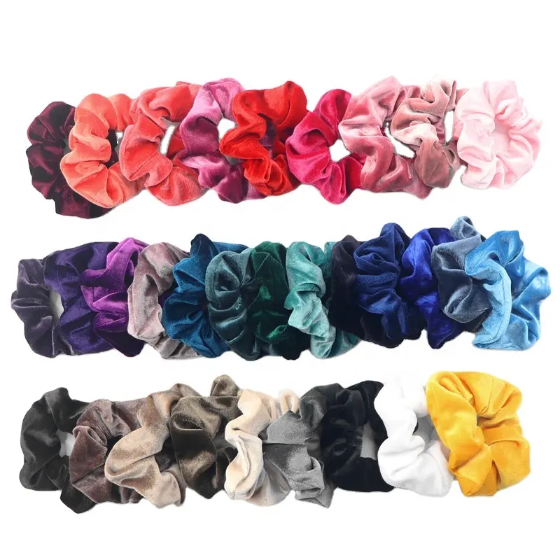 الجملة أزياء مطاطا المخملية الشعر Scrunchie الشعر العصابات الشعر للفتيات