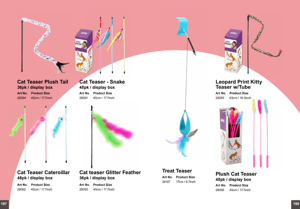 2024 Pawise juguetes interactivos para gatos, varita de gato de peluche, juguetes de cuerda, pluma brillante, resorte, palo de teaser para gatos para mascotas jugando con hierba gatera - Product Image 2