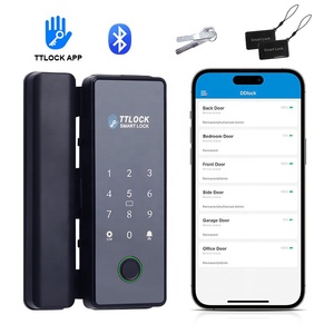 Sicherheit Ttlock APP Biometrischer Finger abdruck Aluminium haken Rahmenloser Rahmen Smart Fingerprint Glss Türschloss - Product Image 1