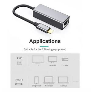 10/100/1000Mbps台式网卡铝合金Type-C至rj4 5千兆以太网Type-C至以太网适配器有线局域网适配器 - Product Image 5