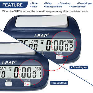 Timer digitale per il gioco da tavolo degli scacchi semplice da usare orologio da scacchi portatile colorato con conto alla rovescia automatico del conteggio dei bonus - Product Image 5