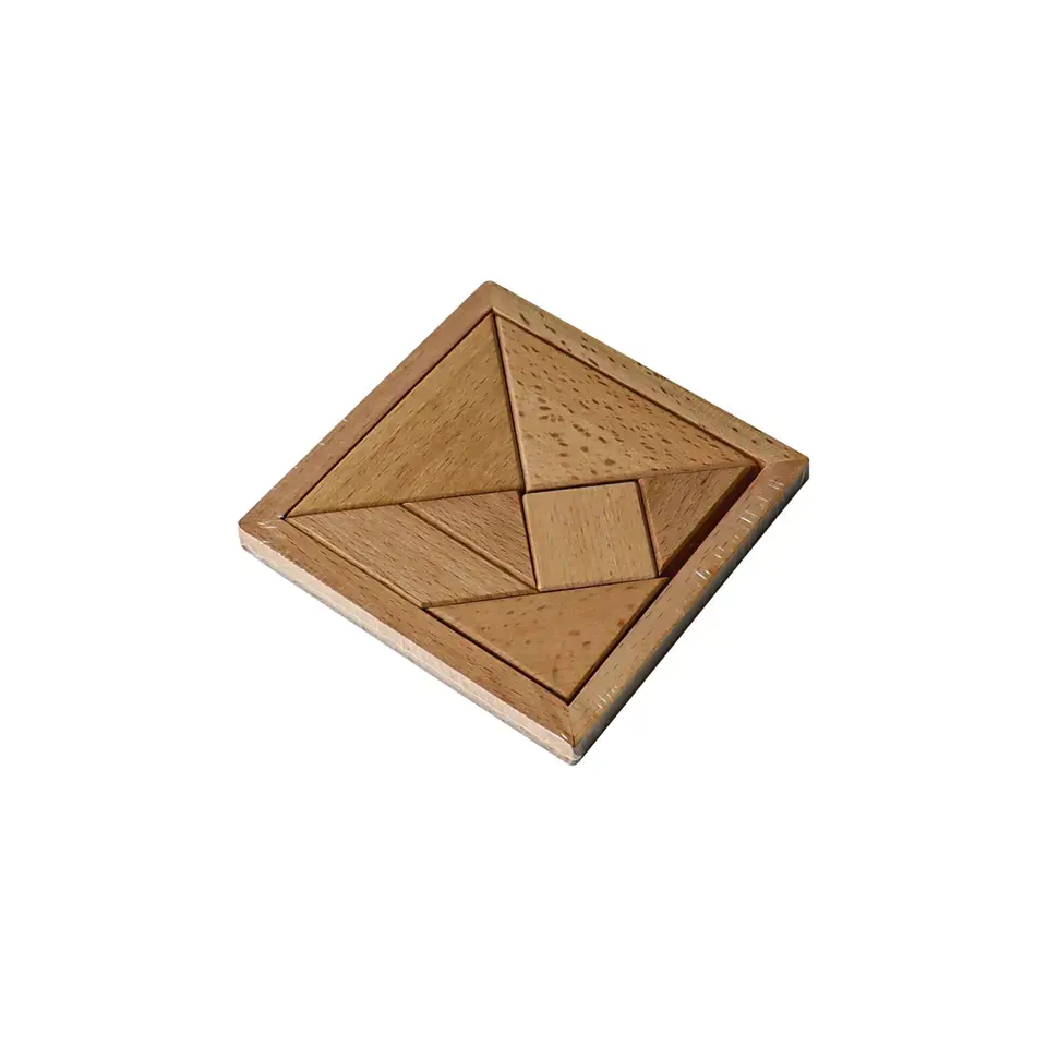 Juguete educativo Juego DE VIAJE conjunto Lógica Tangram natural Rompecabezas de madera Juego de geometría Regalo para niños