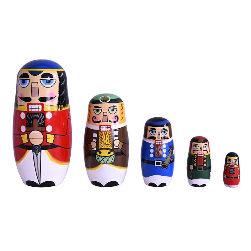 Precio barato Material de madera Navidad muñeca rusa Matryoshka muñecas único soldado de nogal matryoshka muñecas para regalo de niños