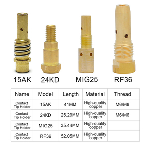 Mig 25 mag co2 ngọn đuốc phụ kiện 15ak 24kd 25ak <span class=keywords><strong>36kd</strong></span> 501D Brass vòi phun liên hệ với tip giữ khí khuếch tán cho MIG Hàn ngọn đuốc - Product Image 3