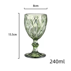 Vintage kabartmalı şarap bardağı 240ml | Kırmızı ve beyaz şarap için renkli cam kadeh | Avrupa Retro tarzı Drinkware - Product Image 6