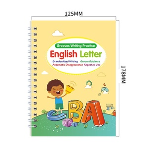 Libro DE TRABAJO DE Control de pluma de trazado de impresión para niños, cuaderno de práctica de caligrafía en inglés reutilizable, libro de escritura a mano para niños - Product Image 3
