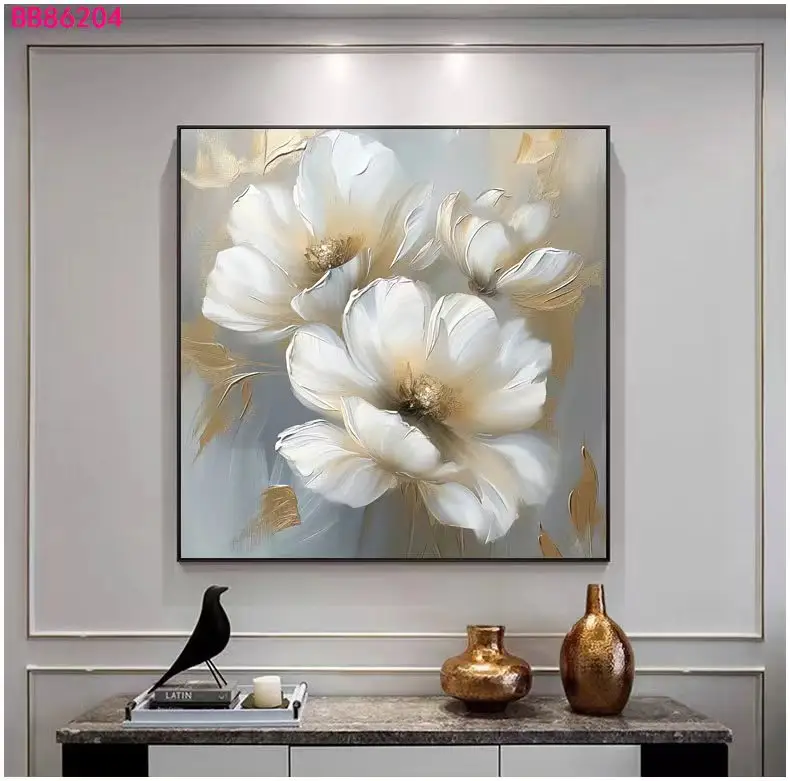 Venta al por mayor pintura de pared diseño personalizado lienzo impresiones de foto lienzo pintura flores arte