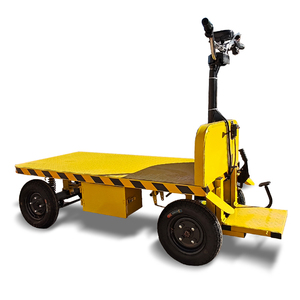 Motorized Flatbed <strong>Cart</strong> with Stand-Up Driving and Arc Guardrail for Airport Baggage Handling - Product Image 1