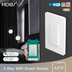 Tuya Smart WiFi New <strong>Star</strong> Ring Series 3 <strong>Way</strong>/Single Pole Push Button Light Switch Control Voice Control by Alexa Google Home