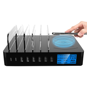 8-port USB şarj aleti 10W kablosuz şarj cihazı evrensel masaüstü şarj istasyonu LCD ekran - Product Image 2