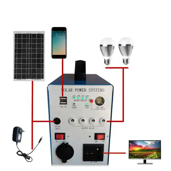 Termine o conjunto das energias solares ao ar livre levou iluminação sistema de geração de energia solar portátil 300w