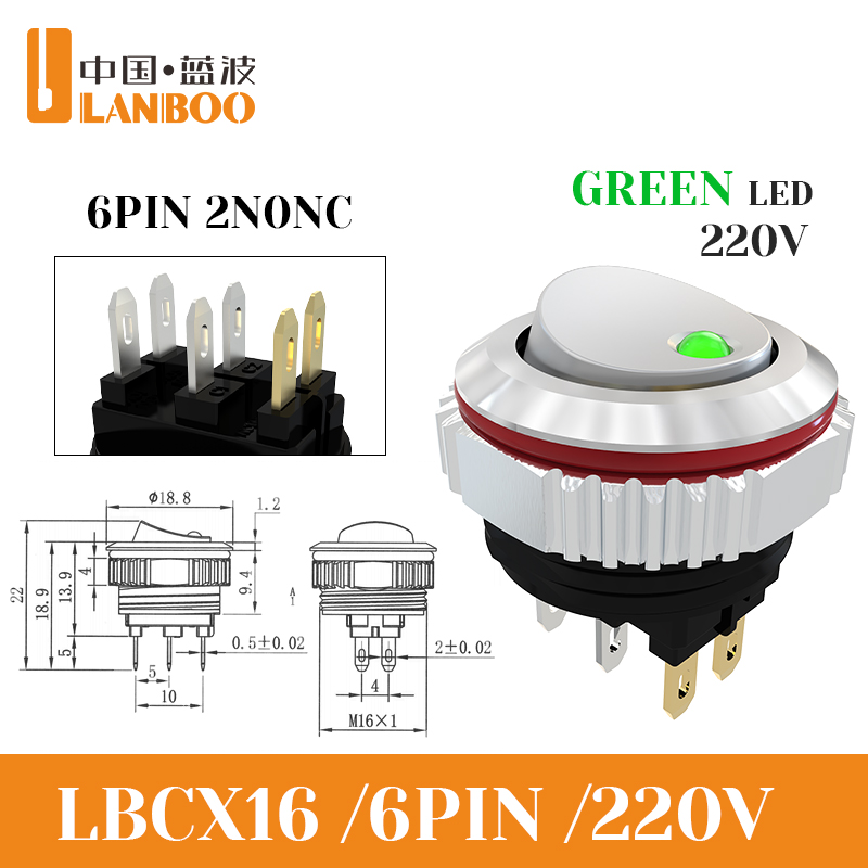 6-pin 5-24v silver green