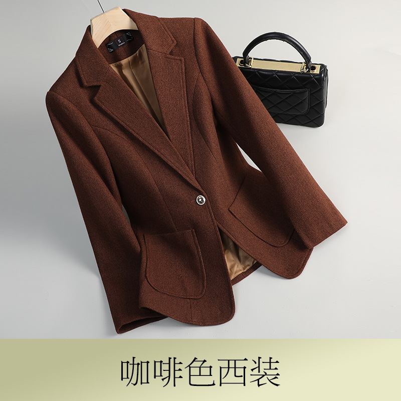 coffee-colored suit